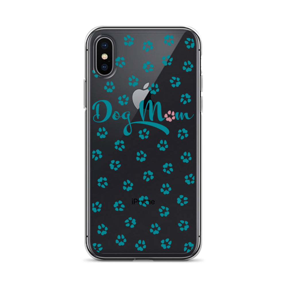 Dog Mom - Teal Paws - Clear Case for iPhone®