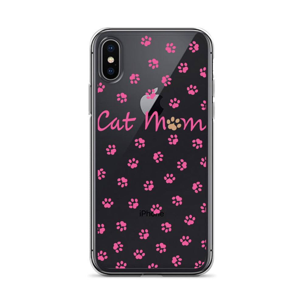 Cat Mom - Pink Paws - Clear Case for iPhone®