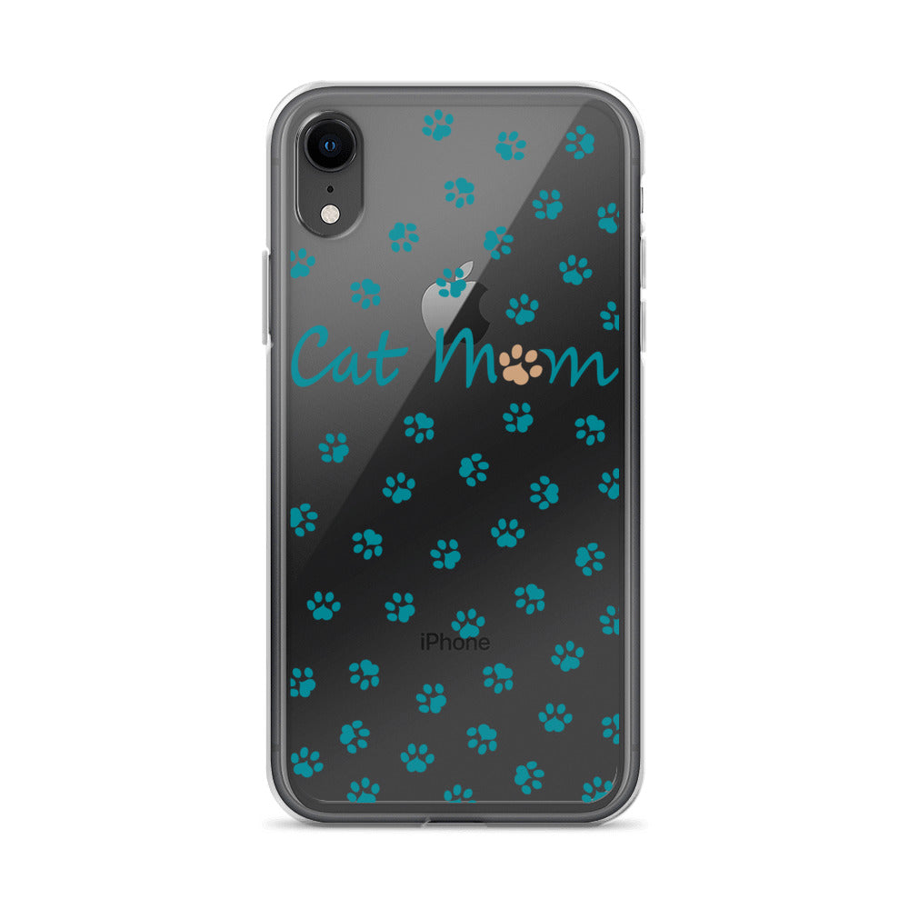 Cat Mom - Teal Paws - Clear Case for iPhone®
