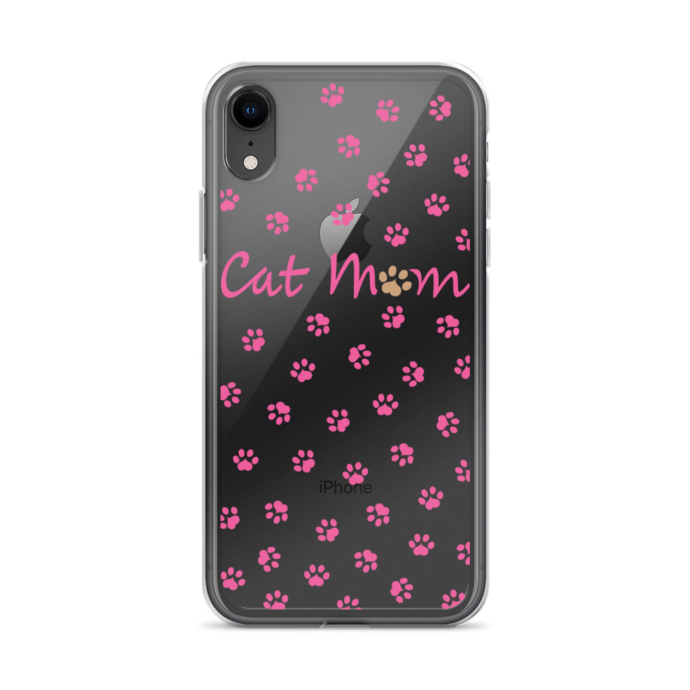 Cat Mom - Pink Paws - Clear Case for iPhone®
