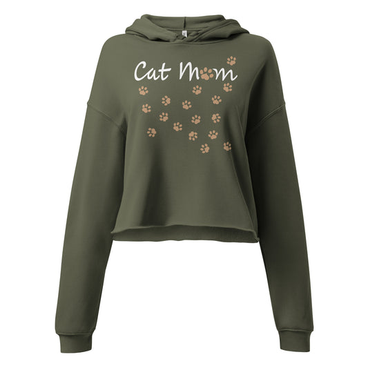 Cat Mom Scattered Paws Cropped Hoodie