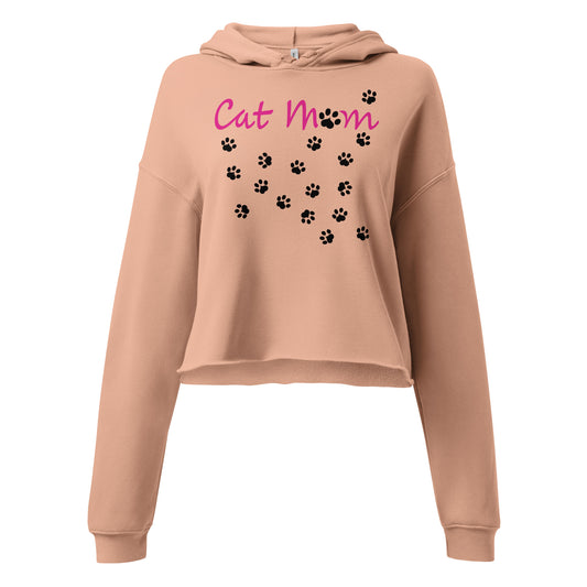 Cat Mom Scattered Paws Cropped Hoodie
